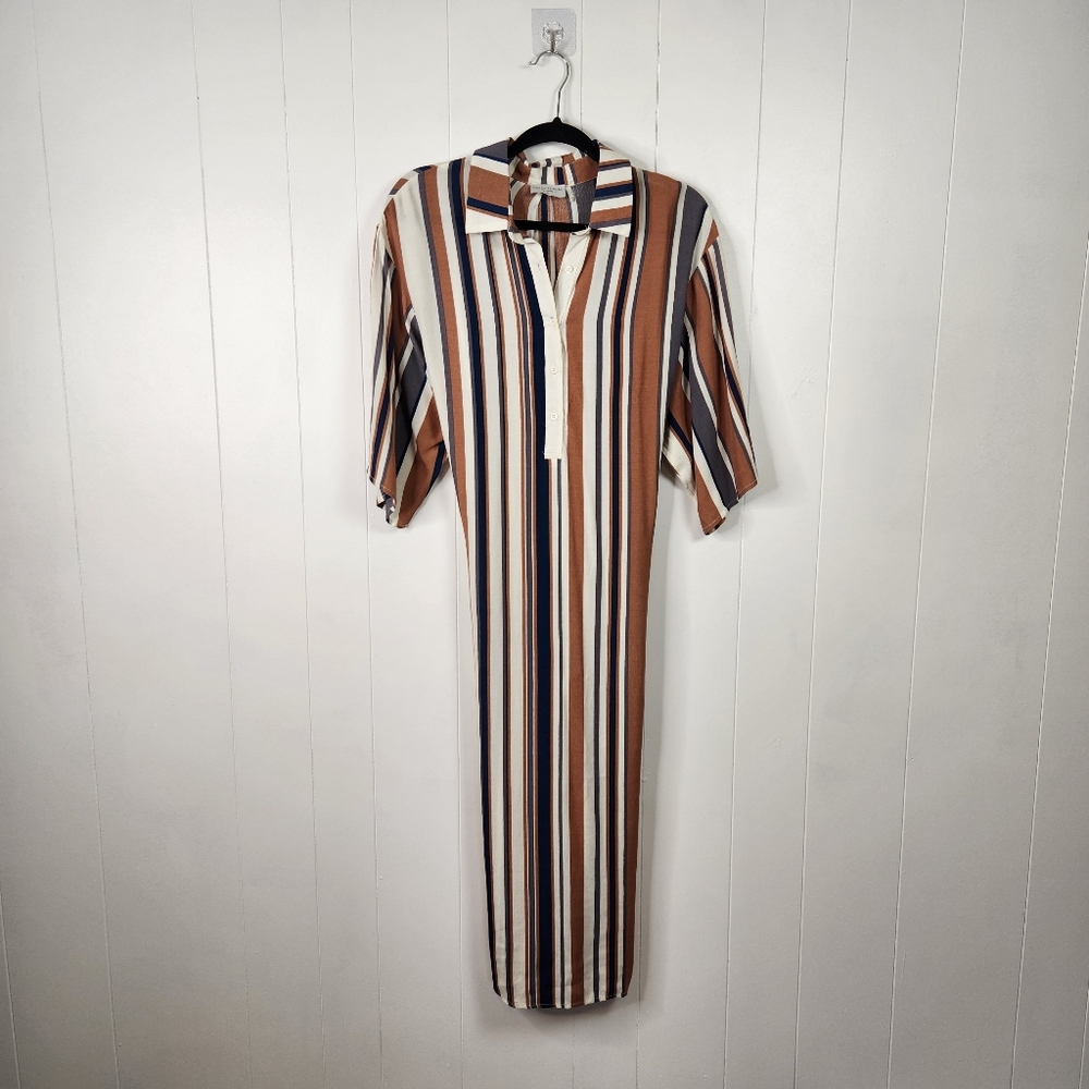 The Dress Forum Striped Midi Summer Classic Vacation Resort Elbow Sleeves Medium - Picture 4 of 13